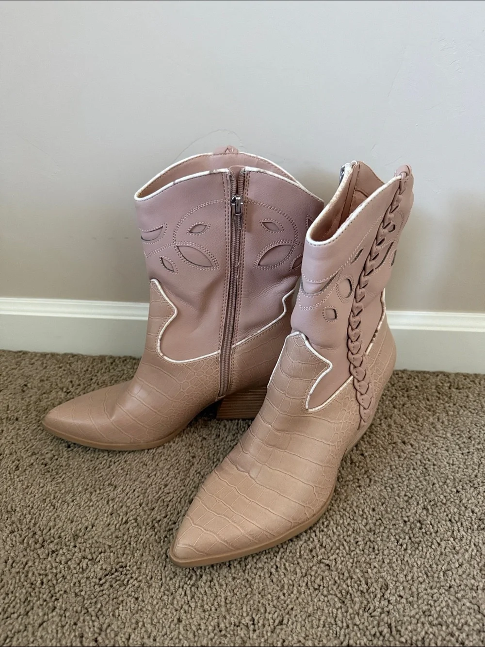 Dolce Vita | Blush Braided Western Boots | Size 8.5 - Picture 1 of 5